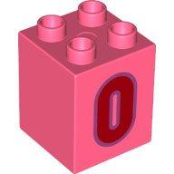 Duplo Brick 2 x 2 x 2 with Red '0' Print (31110pr0146)