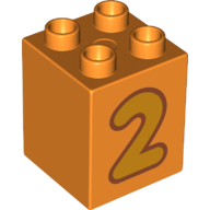 Duplo Brick 2 x 2 x 2 with Yellow '2' Print (31110pr0148)
