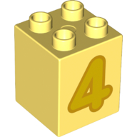 Duplo Brick 2 x 2 x 2 with Yellow '4' Print (31110pr0150)