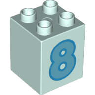 Duplo Brick 2 x 2 x 2 with Medium Azure '8' Print (31110pr0154)