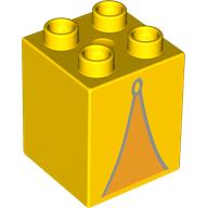 Duplo Brick 2 x 2 x 2 with Orange Tent Opening print (31110pr0172)