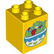 Duplo Brick 2 x 2 x 2 with Salad Bowl print (31110pr0175)