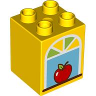 Duplo Brick 2 x 2 x 2 with Arched Window, Apple print (31110pr0176)