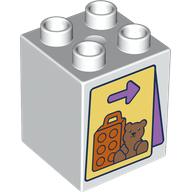 Duplo Brick 2 x 2 x 2 with Sign, Arrow, Bear, Suitcase print (31110pr0177)