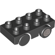 Duplo Car Base 2 x 4 with 2 Black Wheels and 2 Black Tires with Silver Hub Print (31202c03pr0001)