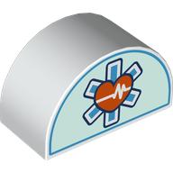 Duplo Brick 2 x 4 x 2 Curved Top with Heart, White Heartbeat Graph, Star Of Life print (31213pr0039)