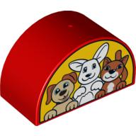 Duplo Brick 2 x 4 x 2 Curved Top with Dog, Bunny / Rabbit and Cat Print (31213pr9994)