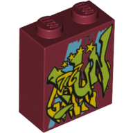 Brick 1 x 2 x 2 with Inside Stud Holder with Graffiti Tag print (3245cpr0129)
