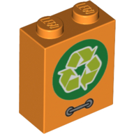 Brick 1 x 2 x 2 with Inside Stud Holder with Recycle Logo print (3245cpr0150)