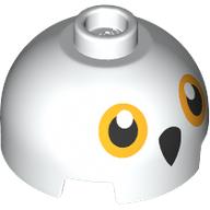 Brick Round 2 x 2 Dome Top, Vented Stud with Bright Light Orange Eyes, Black Beak print (Hedwig) (3262pr0005)
