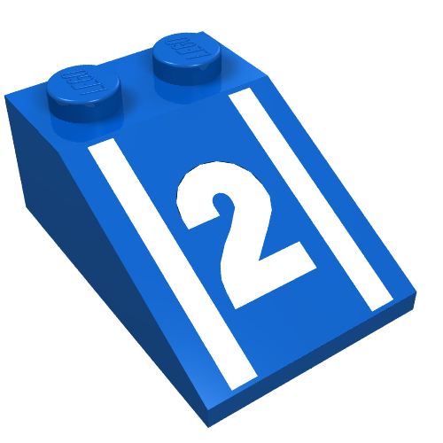 Slope 33° 3 x 2 with White '2' Print (3298pr0011)