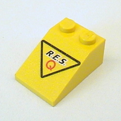Slope 33° 3 x 2 with 'R.E.S. Q' and Black Triangle Print (Res-Q) (3298pr0044)
