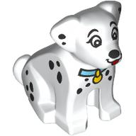 Animal, Dog Sitting with Black Spots, Medium Azure Collar, Yellow Pendant (Dalmatian) print (3319pr0002)