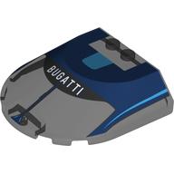 Windscreen 6 x 6 x 1 1/3 with 'BUGATTI', Dark Blue Roof, Dark Azure Lines print (3383pr0004)