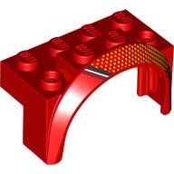 Wheel Arch, Mudguard 4 x 2 x 2 1/2 with Bright Light Orange Dots, White/Black/Dark Red Stripes, Right print (3387pr0001)