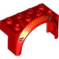 Wheel Arch, Mudguard 4 x 2 x 2 1/2 with Bright Light Orange Dots, White/Black/Dark Red Stripes, Left print (3387pr0002)