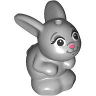 Animal, Rabbit / Bunny Sitting with Dark Bluish Grey Features, Dark Pink Nose print (34050pr0004)