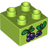 Duplo Brick 2 x 2 with Berries on Sprigs Print (3437pr0016)