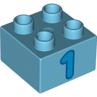 Duplo Brick 2 x 2 with '1' Print (3437pr0027)