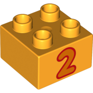Duplo Brick 2 x 2 with '2' Print (3437pr0029)