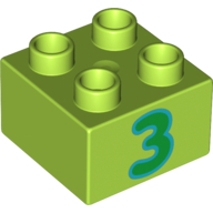Duplo Brick 2 x 2 with '3' Print (3437pr0035)