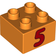 Duplo Brick 2 x 2 with Red '5' Print (3437pr0036)