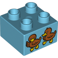 Duplo Brick 2 x 2 with 2 Ducks / Ducklings Print (3437pr0042)