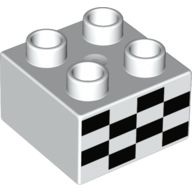 Duplo Brick 2 x 2 with Black Checkered Print (3437pr0043)