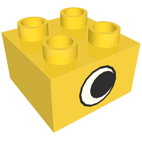 Duplo Brick 2 x 2 with Eye without White Spot Print, on Two Sides (3437pr0056)