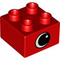 Duplo Brick 2 x 2 with Eye with White Spot Print, on Two Sides - Type 1 (3437pr0067)