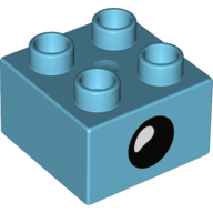 Duplo Brick 2 x 2 with Eye with White Teardrop Spot / Closed Eye Print (3437pr0134)