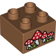 Duplo Brick 2 x 2 with Red Toadstools Print (3437pr0166)