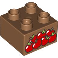 Duplo Brick 2 x 2 with Red Apples Print (3437pr0176)