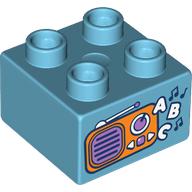 Duplo Brick 2 x 2, Radio, 'A B C' Print (3437pr0179)