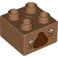 Duplo Brick 2 x 2, Two Flies and Poop Print (3437pr0182)