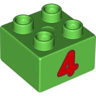 Duplo Brick 2 x 2 with Red '4' Print (3437pr0204)