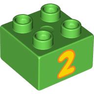 Duplo Brick 2 x 2 with Yellow '2' Print (3437pr0206)