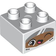 Duplo Brick 2 x 2 with Medium Nougat Winking Face and Visor print (3437pr0211)