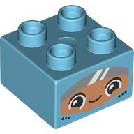 Duplo Brick 2 x 2 with Medium Nougat Face and Visor print (3437pr0212)