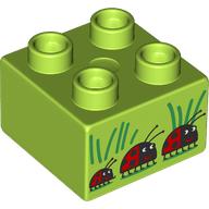 Duplo Brick 2 x 2 with Ladybugs print (3437pr0213)