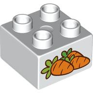 Duplo Brick 2 x 2 with Carrots print (3437pr0214)