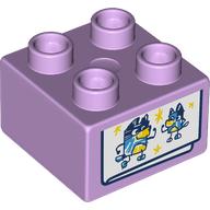 Duplo Brick 2 x 2 with Drawing of Bluey and Bandit print (3437pr9968)