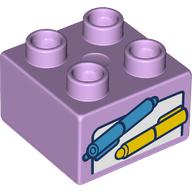 Duplo Brick 2 x 2 with Blue and Yellow Pens, Paper print (3437pr9969)