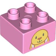 Duplo Brick 2 x 2 with Plush Bunny, Top Half print (3437pr9973)