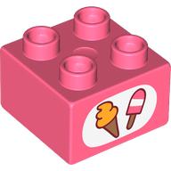 Duplo Brick 2 x 2 with Ice-cream print (3437pr9978)