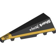 Wedge Sloped 2 x 5 Left with Gold Stripe, White 'Shark NINJA' print (3504pr0006)