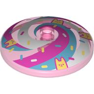 Dish 4 x 4 Inverted with Bright Light Yellow Cats, Dark Pink/Medium Blue/White Swirls, Sprinkles print (35394pr0009)