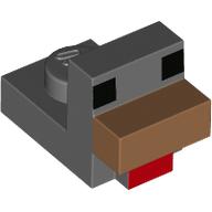Animal Body Part, Bird, Chicken 1 x 1 with Cube Head with Nougat Beak, Black Eyes, Red Tongue print (35750pr0002)
