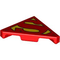 Tile 45° Cut 2 x 2 (Triangle) with Yellow Super-Man Symbol print (35787pr0007)