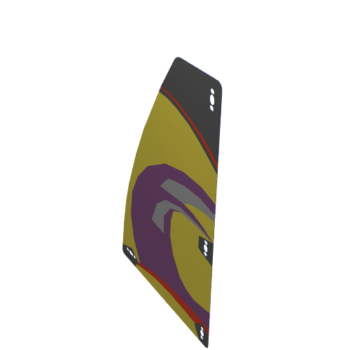 Sail, Triangular, Yellow with Wave and Gears Print (36069a)